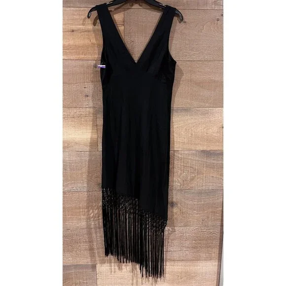 RAILS TAMARA black fringe asymmetrical DRESS size M NWOT - Picture 7 of 12